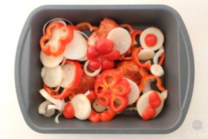 Roasted Chicken & Bell Peppers Recipe - Chicken in Pan
