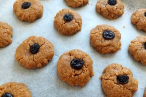 Peanut Butter Cookies Recipe - With A Cherry On Top - On Baking Pan