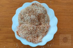 Baked Chicken Schnitzel With A Wholegrain Coating Recipe - Dipped In Breadcrumbs