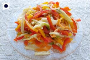 Spring Fennel Salad On A Serving Plate On A Lace Cloth.