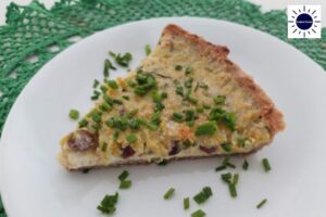 Zucchini Cottage Cheese Quiche Recipe - Slice Of Garnished Quiche