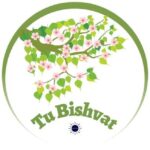 A Graphic Decorative Branch Of An Almond Tree With Blossoms With The Title Tu Bishvat Below And The Kosher Create Sun Logo Underneath Within A Decorative Semi Circle.
