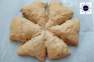 Wholegrain Spelt Vegan Challah Recipe - Dough Cut Into 6 Equal Parts