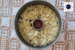 Almond Oat Grape Cake Recipe - Sprinkled Almond Flakes