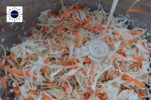 Vegan Coleslaw - Adding The Dressing