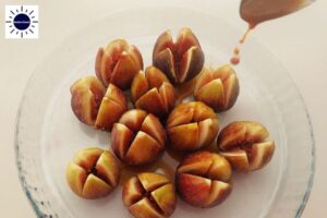 Orange Walnut Baked Figs Recipe - Pouring Syrup On Figs