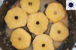 Gluten-Free Pineapple Coconut Cake - Pineapple Rings In Pan