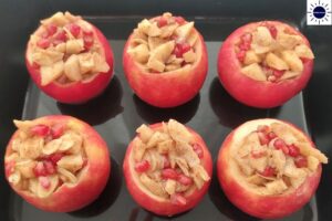 Honey Baked Apples With Pomegranate Recipe - Filled Apples In Pan