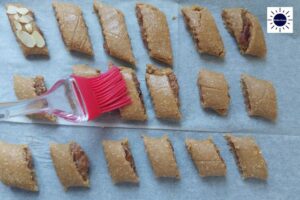 Wholegrain Almond Fresh Fig Cookies - Brushing Cookie Tops