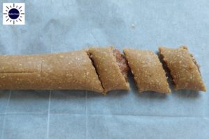 Wholegrain Almond Fresh Fig Cookies - Cut Roll Diagonally