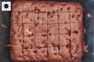 Wholegrain Walnut Cocoa Brownies Recipe - Cut Into Squares