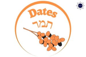 The Tile Dates Written In English And Hebrew With A Graphic Date Branch Below Within A Decorative Semicircle And With The Kosher Create Sun Logo On The Upper Right Side.