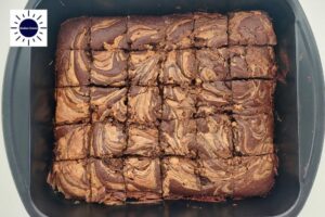 Wholegrain Peanut Butter Cocoa Brownies Recipe - Brownies Squares In Pan