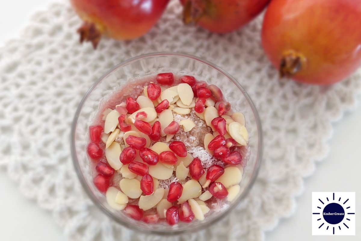 Vegan Pomegranate Almond Oat Pudding