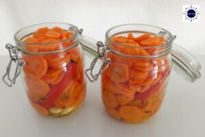 Mediterranean Pickled Carrots - Carrots And Chili Peppers Placed In Jars