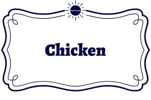 Chicken Within A Decorative Frame With The Kosher Create Sun Logo On The Frame Top.