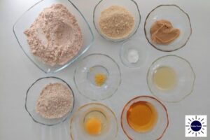 Pie Crust Dough Ingredients In Glass Bowls.