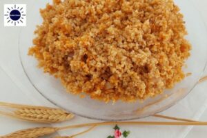 Bulgur On A Dish Prepared Following This Mediterranean Savory Bulgur Recipe.