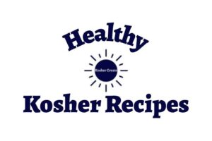 A Banner Healthy Kosher Recipes With The Kosher create Sun Logo In The Middle.