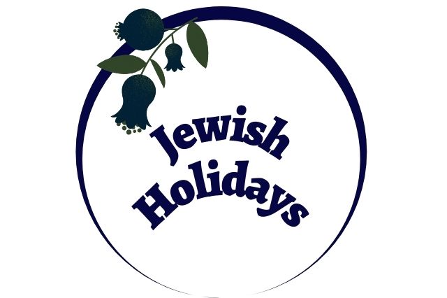 Jewish Holidays In A Circle With A Graphic Pomegranate Decoration.