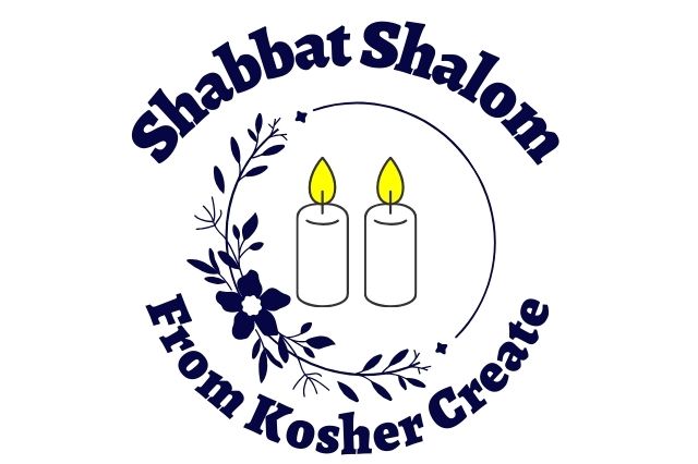 The Title Shabbat Shalom From Kosher Create In A Circular Form With A Decorative Graphic Flower And Leaves Circle In The Middle With Two Graphic Lit Candles In The Middle