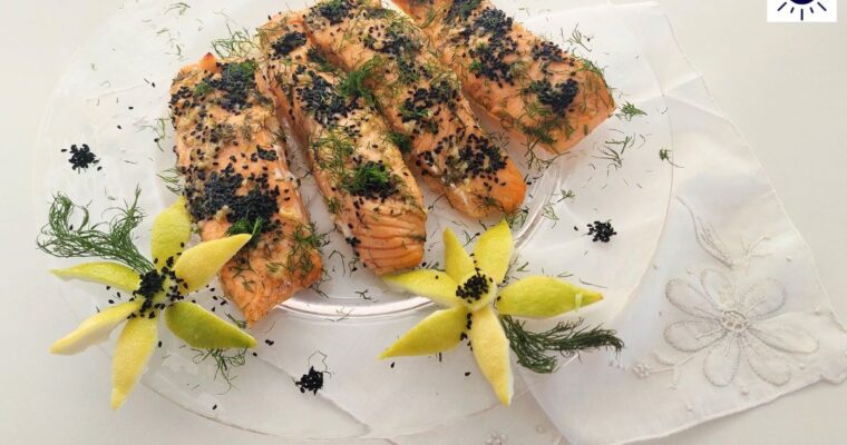 Mediterranean Baked Lemony Honey Salmon Recipe